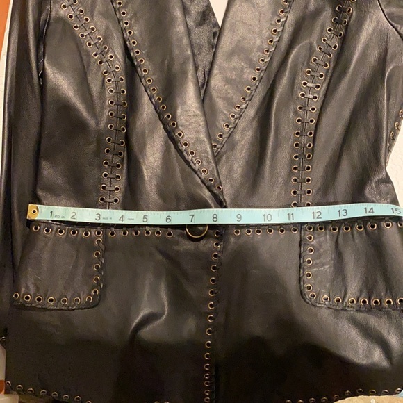 Black Leather Blazer Zelda Whipstitched NWT 6 - Picture 14 of 16